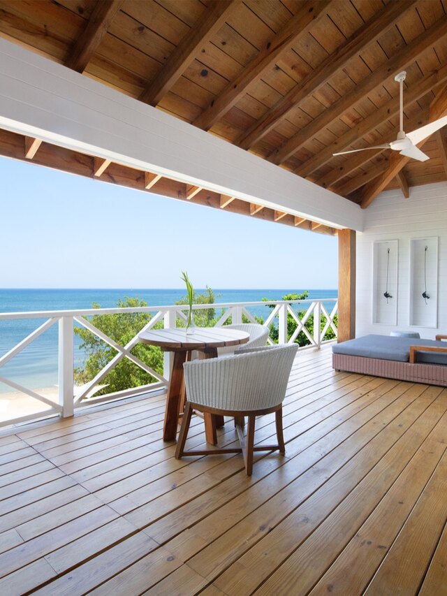 A balcony looking out over the water