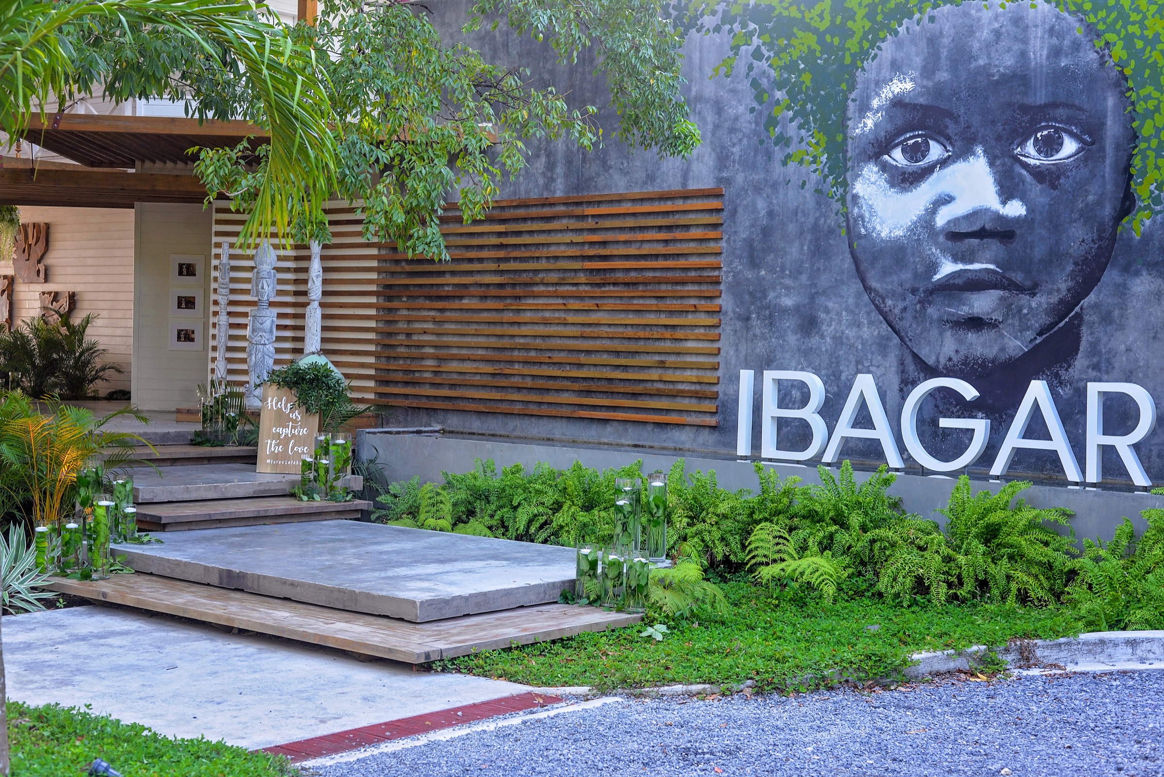 The Garifuna portrait mural at the entrance